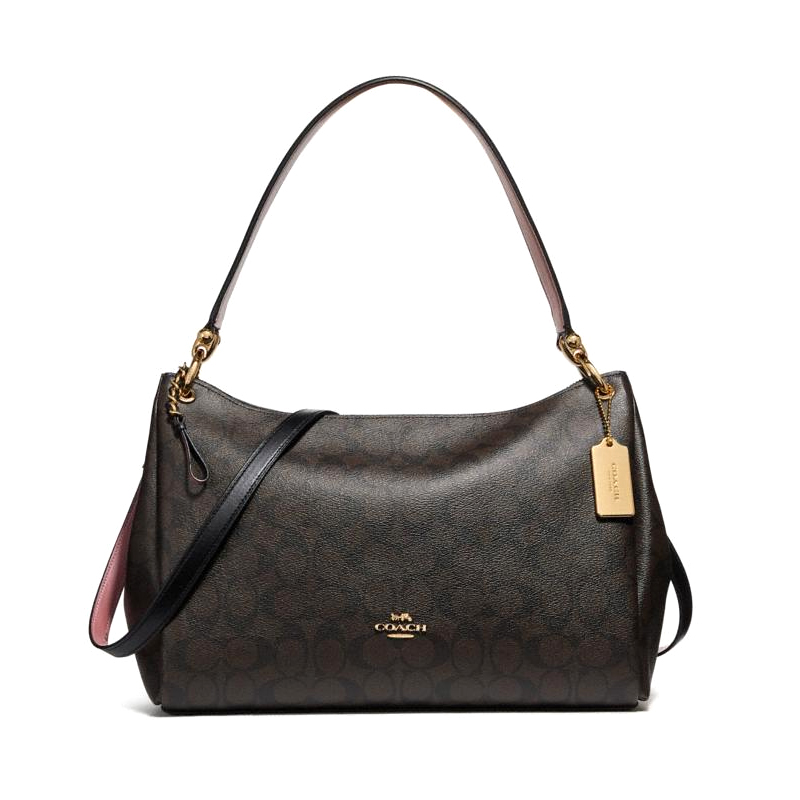 Coach Mia Shoulder Bag Signature Brown Black - Averand