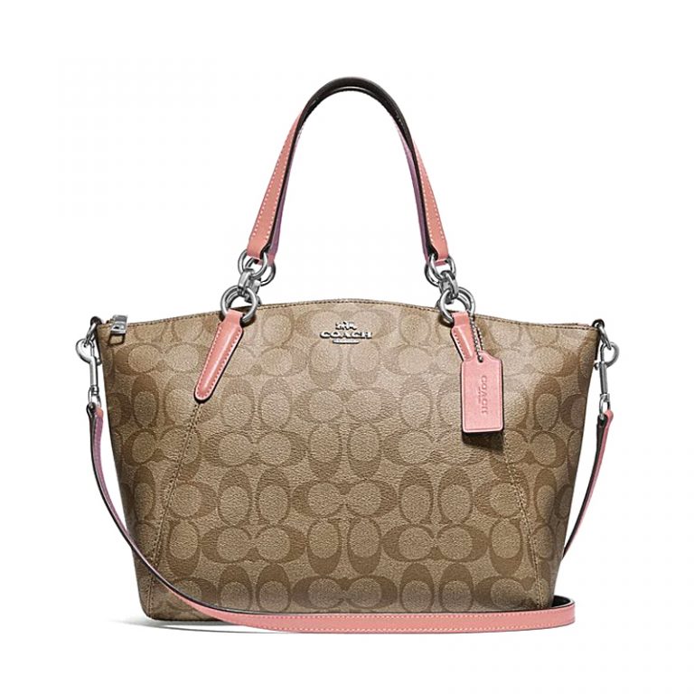 Coach Small Kelsey Satchel Signature Khaki Petal - Averand