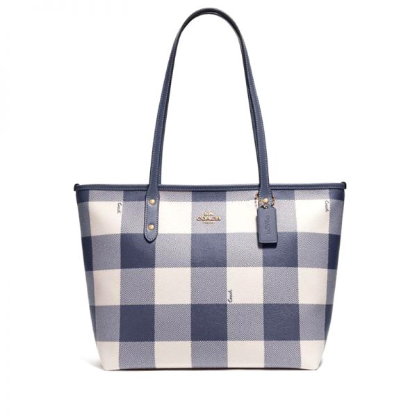 Coach City Zip Tote With Buffalo Plaid Print Midnight ETA 9th May - Averand