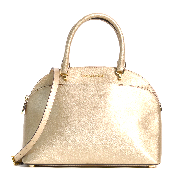 Michael Kors 'Emmy' Pale Gold Leather Dome Satchel, Brand New