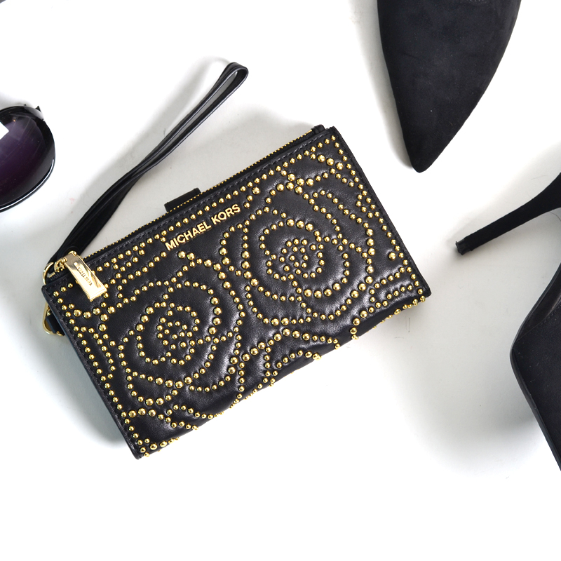 adele rose studded leather smartphone wallet