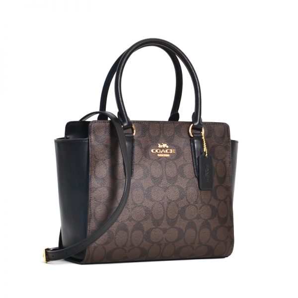 Coach Leah Satchel Signature Brown Black - Averand