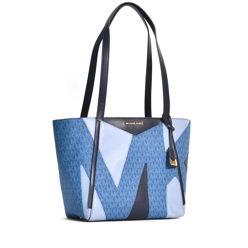 whitney small leather and logo cutout tote bag