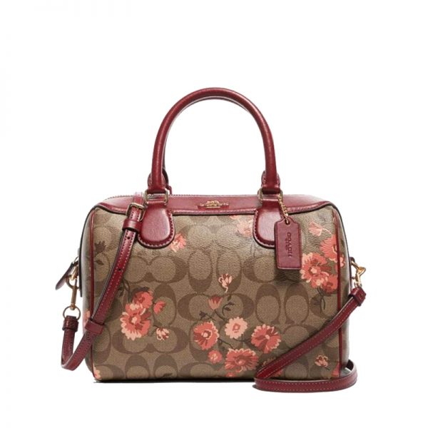 Coach Mini Bennett Satchel Prairie Daisy Cluster Print Signature Khaki ...