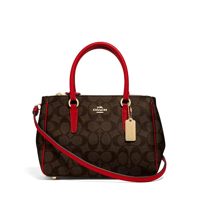 Coach Mini Surrey Carryall Signature Brown True Red - Averand