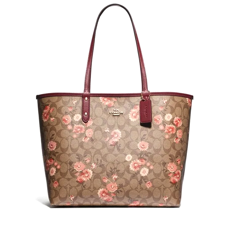 coach reversible city tote pink