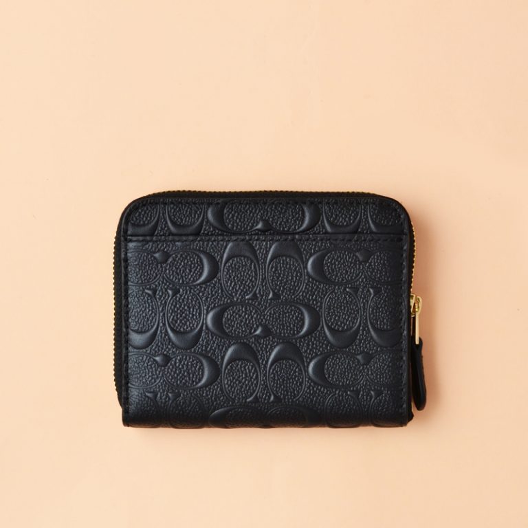 Coach Small Zip Around Wallet Signature Leather Black - Averand