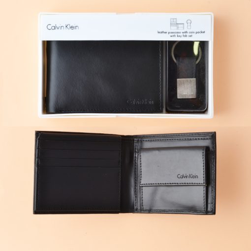 Calvin Klein Passcase Coin Pocket Key Fob Set Black - Averand