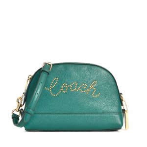 dome crossbody with studded coach script