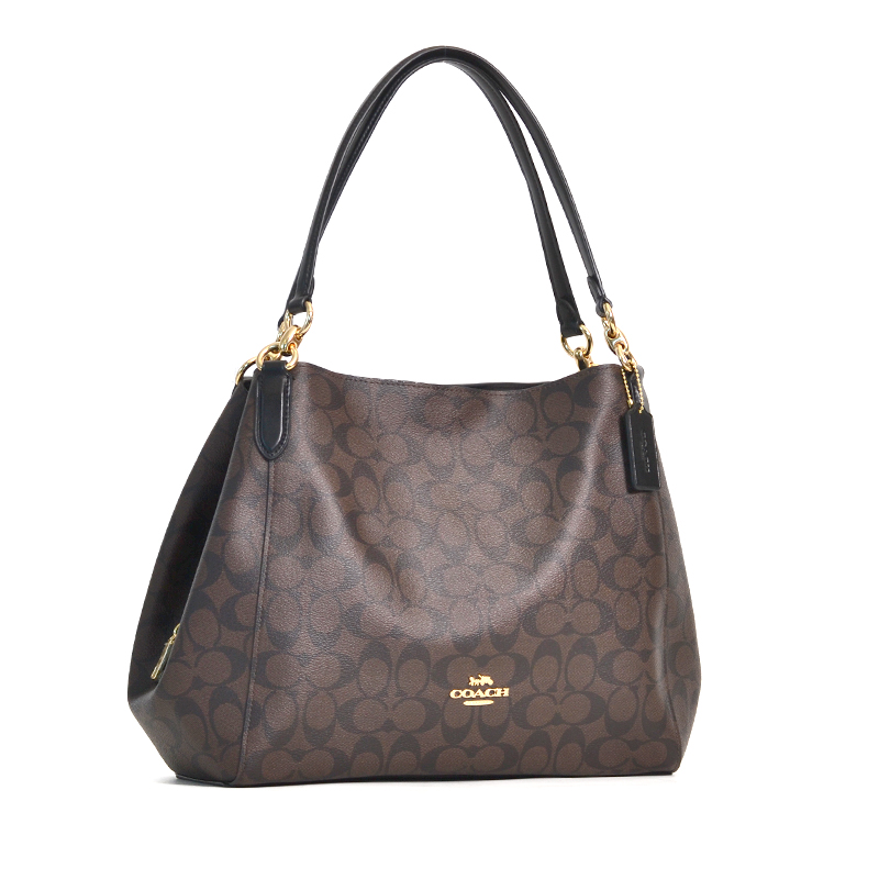 Coach Hallie Shoulder Bag Signature Brown Black ETA 17th Mar - Averand