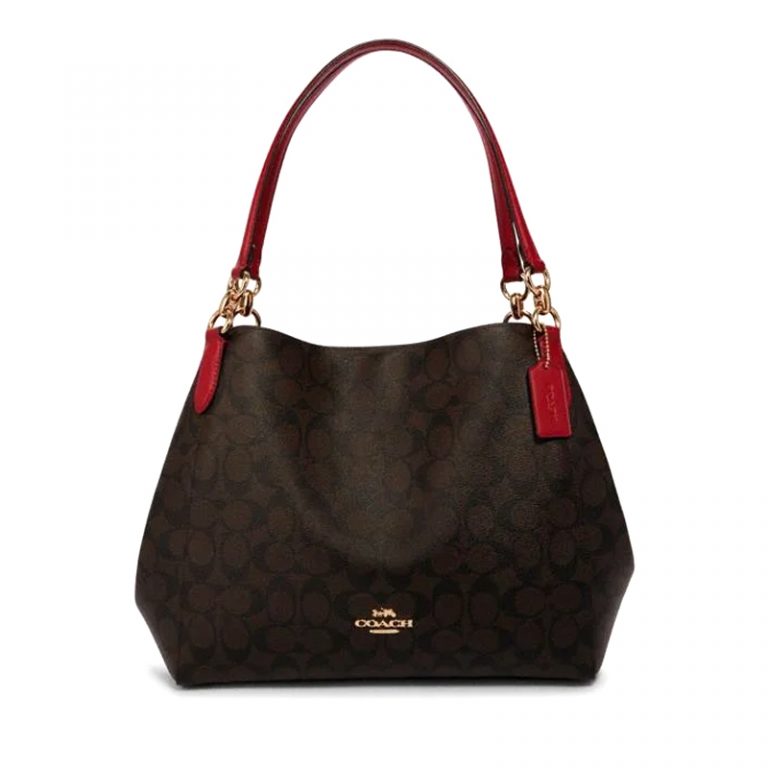 coach brown patterned shoulder bag