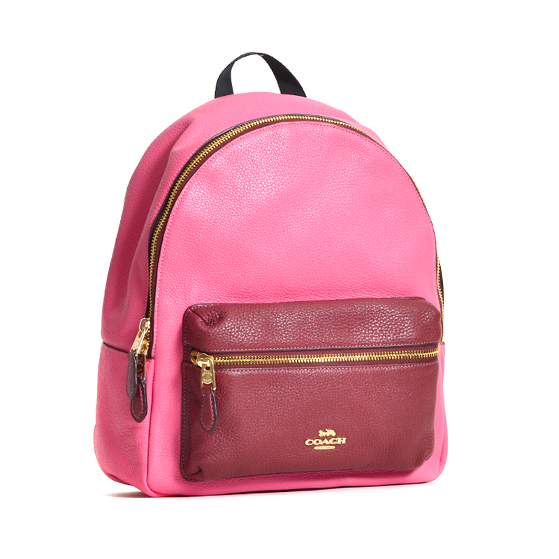 Coach Medium Charlie Backpack Colorblock Pink Ruby Multi - Averand