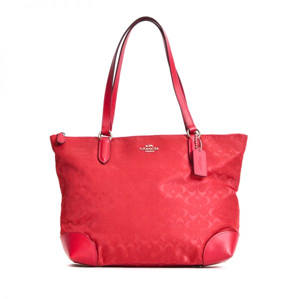 coach red signature tote