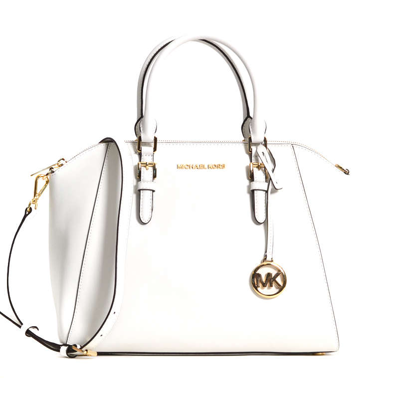 Michael Kors Ciara Large Top Zip Satchel Optic White - Averand