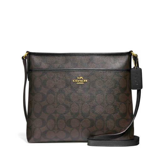 Coach File Crossbody Signature Brown Black - Averand