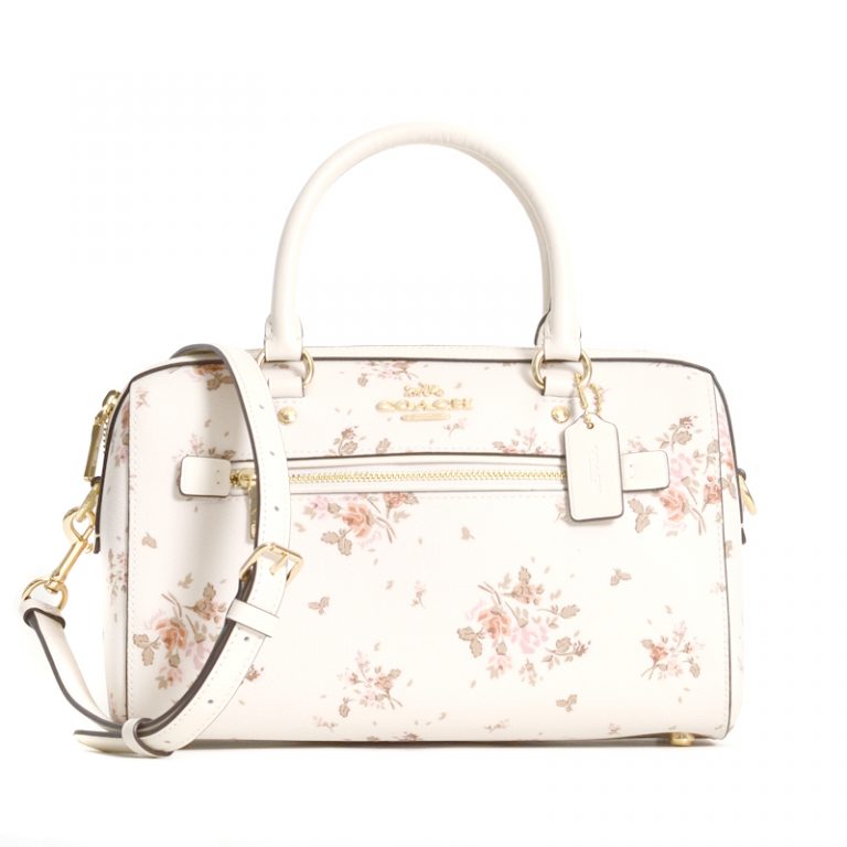 Coach Rowan Satchel Rose Bouquet Print Chalk Multi - Averand