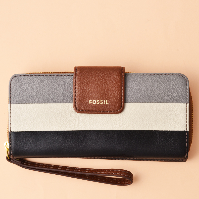 Fossil Madison Zip Clutch Black Multi