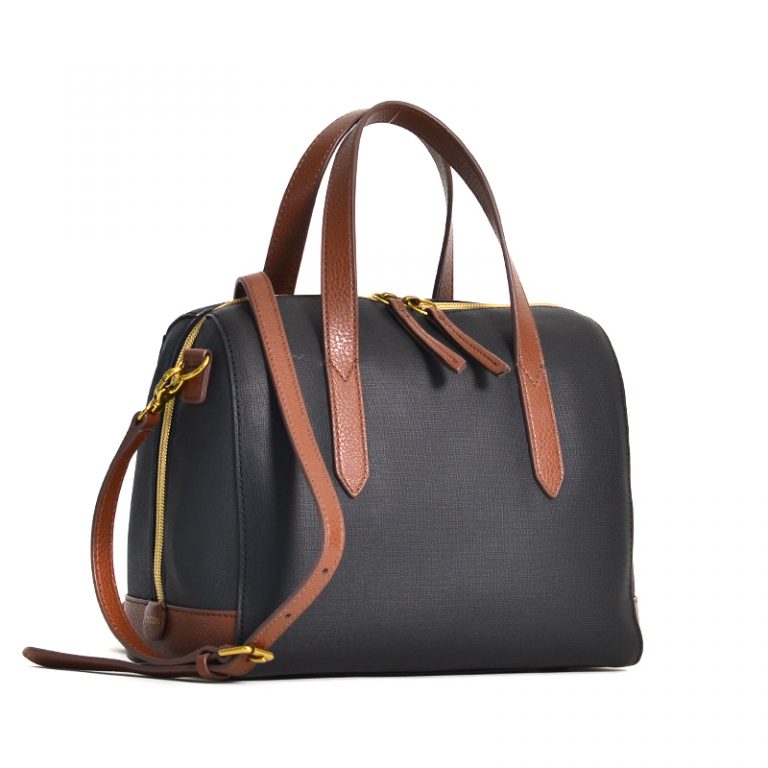 fossil black satchel bag