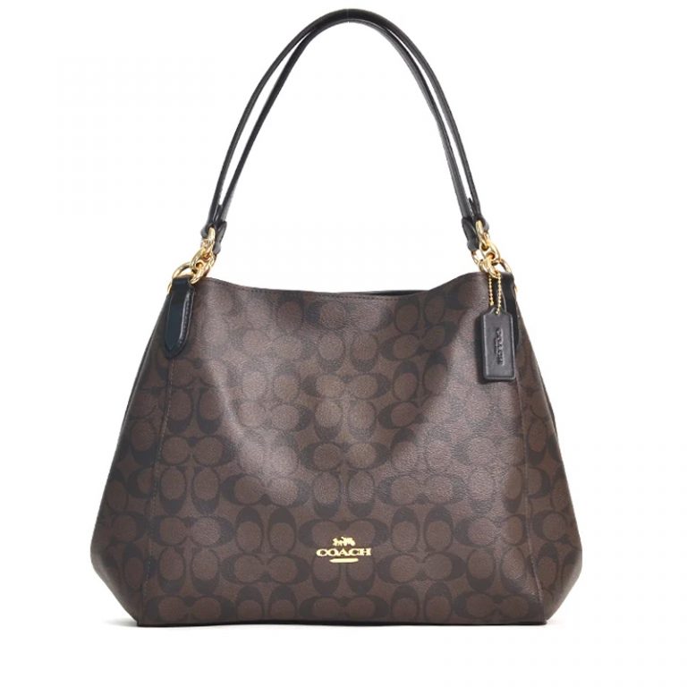 Coach Hallie Shoulder Bag Signature Brown Black ETA 2nd Dec - Averand