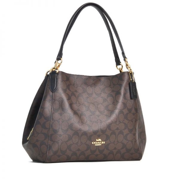 Coach Hallie Shoulder Bag Signature Brown Black ETA 2nd Dec - Averand