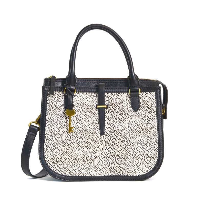 Fossil ryder satchel cheap white cheetah