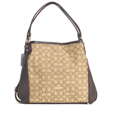 coach edie shoulder bag 28 in signature jacquard