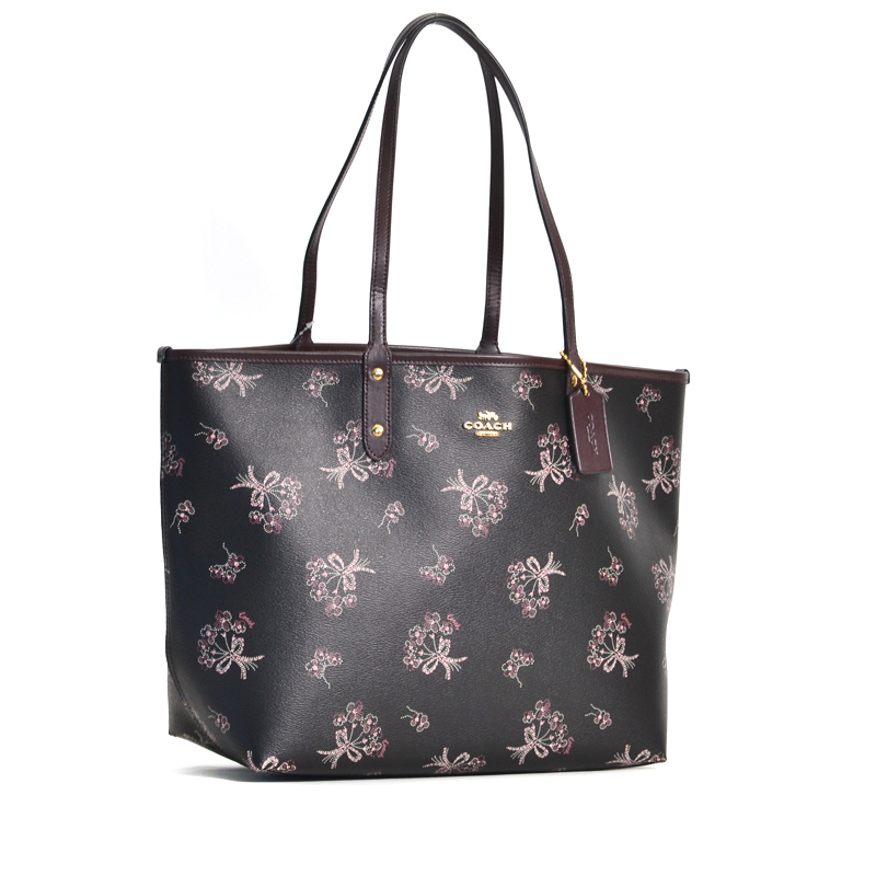 coach ribbon bouquet print reversible city tote