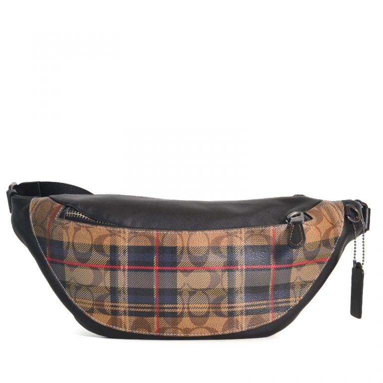 warren belt bag in signature canvas with diagonal stripe