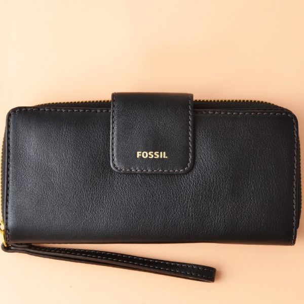 Fossil Madison Zip Clutch Black - Averand