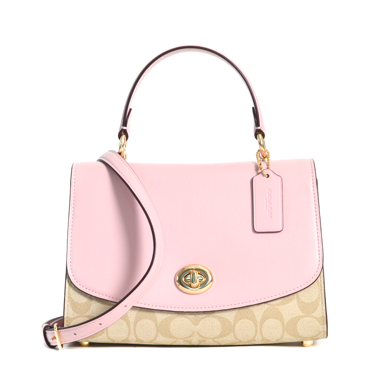 Coach Tilly Top Handle Satchel Signature Light Khaki Blossom Averand