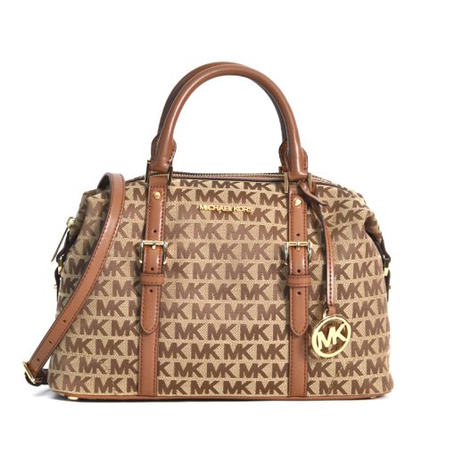 Michael Kors Ginger Large Duffle Satchel Signature Beige Multi