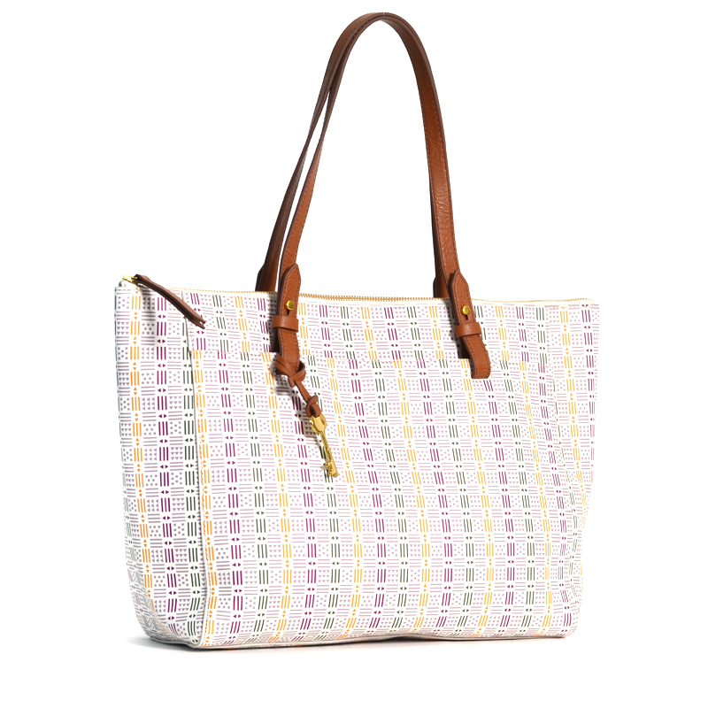 fossil zip top tote