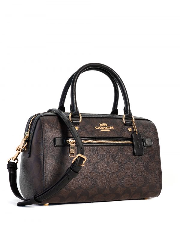 Coach Rowan Satchel Signature Brown Black - Averand