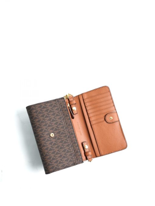 Michael Kors Jet Set Travel Medium Multifunction Phone Crossbody Signature  Brown – YF Resources