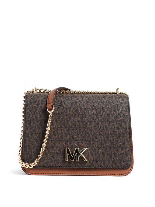 Michael Kors Mott Large Chain Shoulder Signature Brown