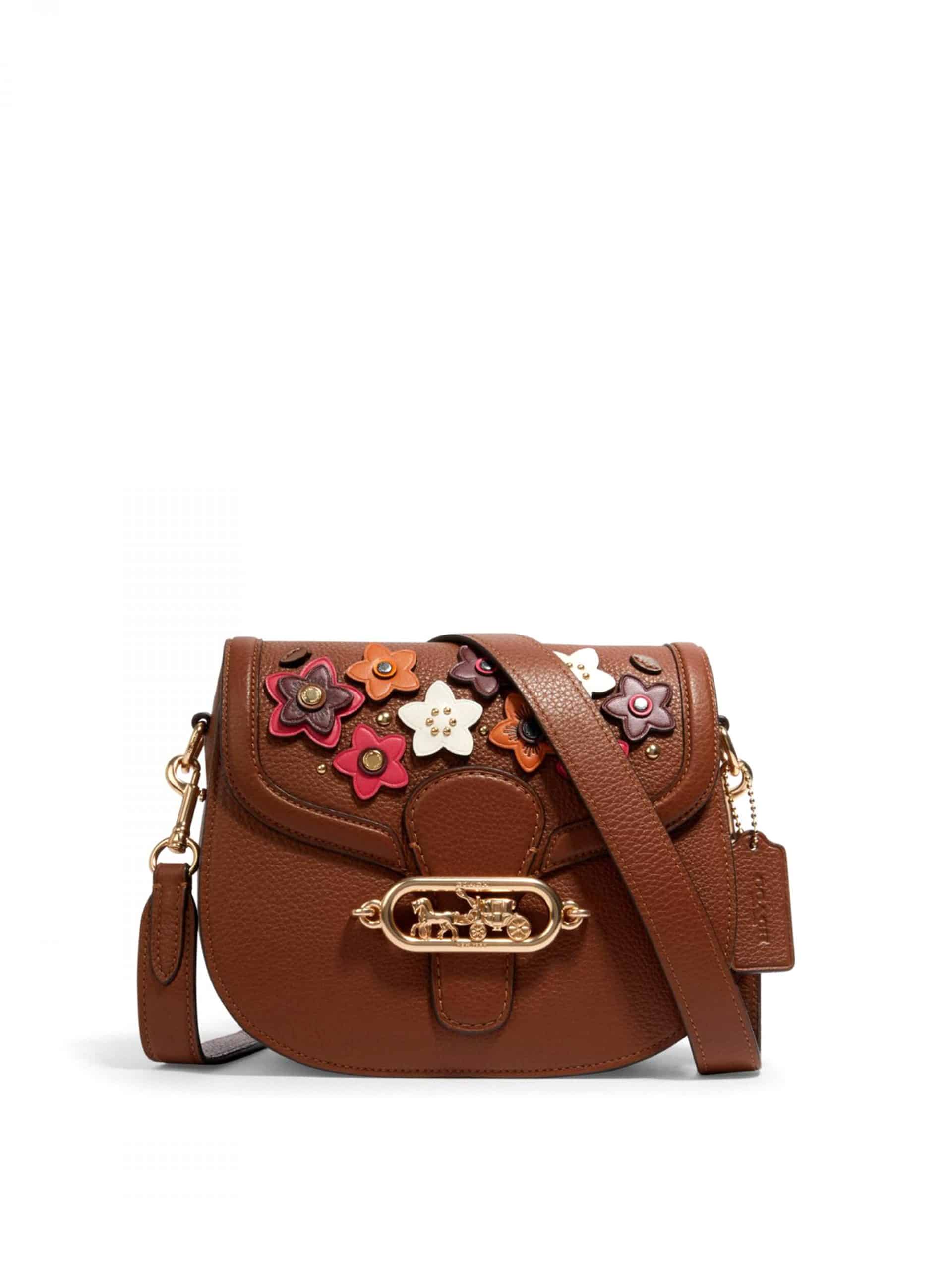 jade shoulder bag with daisy applique