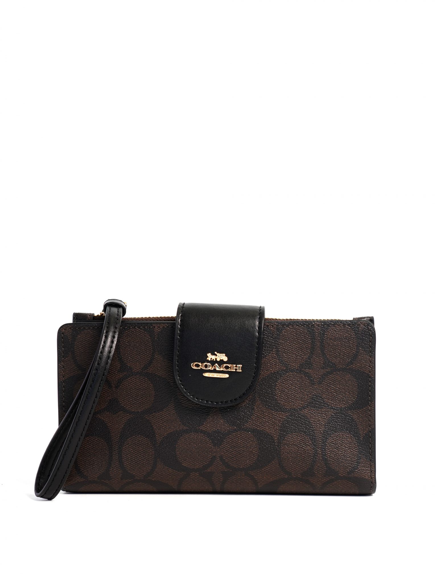 Coach Tech Wallet Colorblock Signature Brown Black - Averand