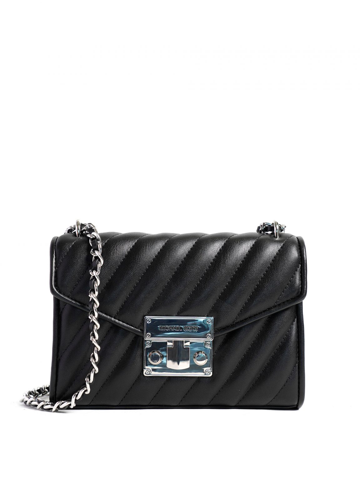 Michael Kors Rose Small Flap Shoulder Quilted Silver Black - Averand