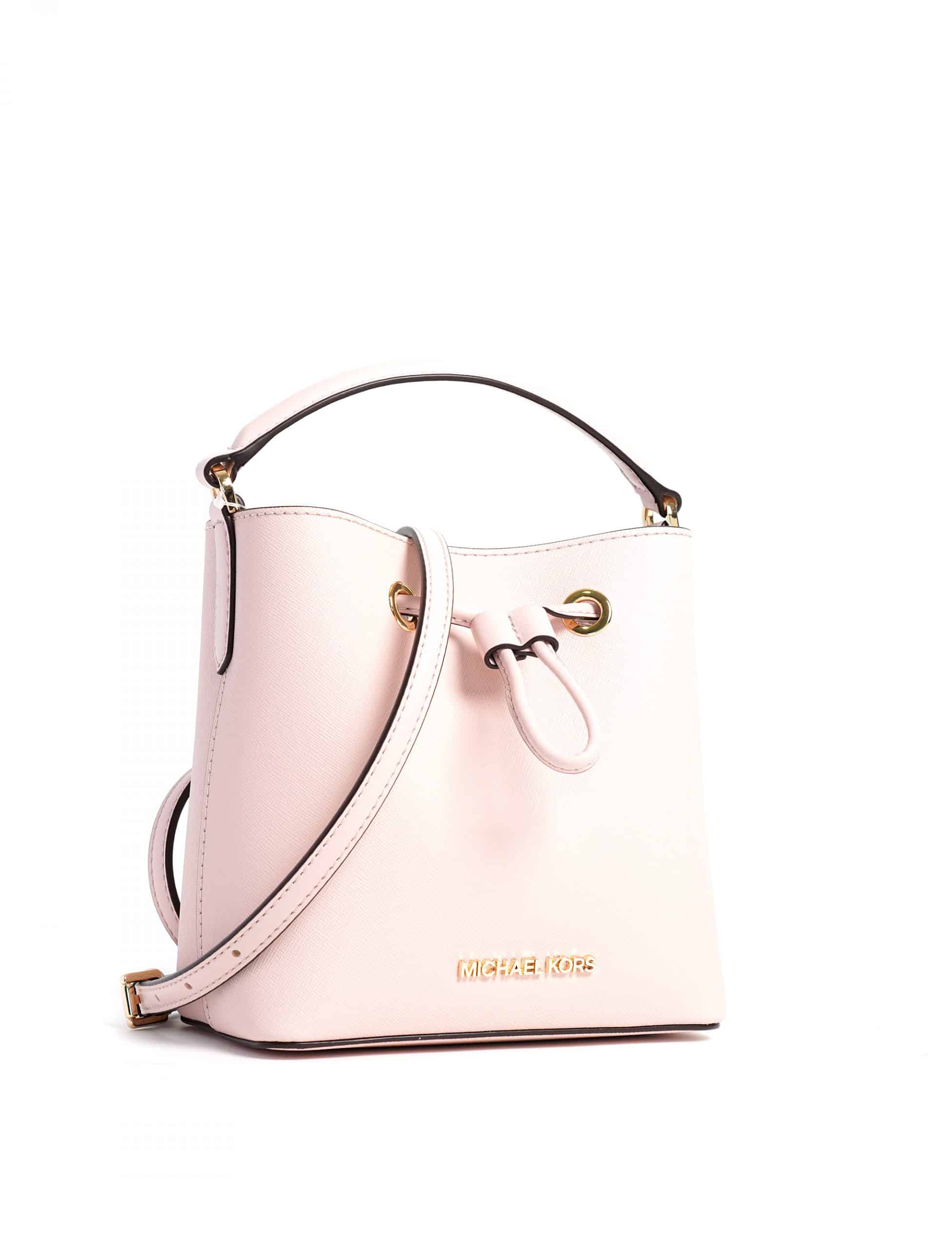 Michael Kors Suri Small Bucket Bag Crossbody Brown MK Powder Blush Pink