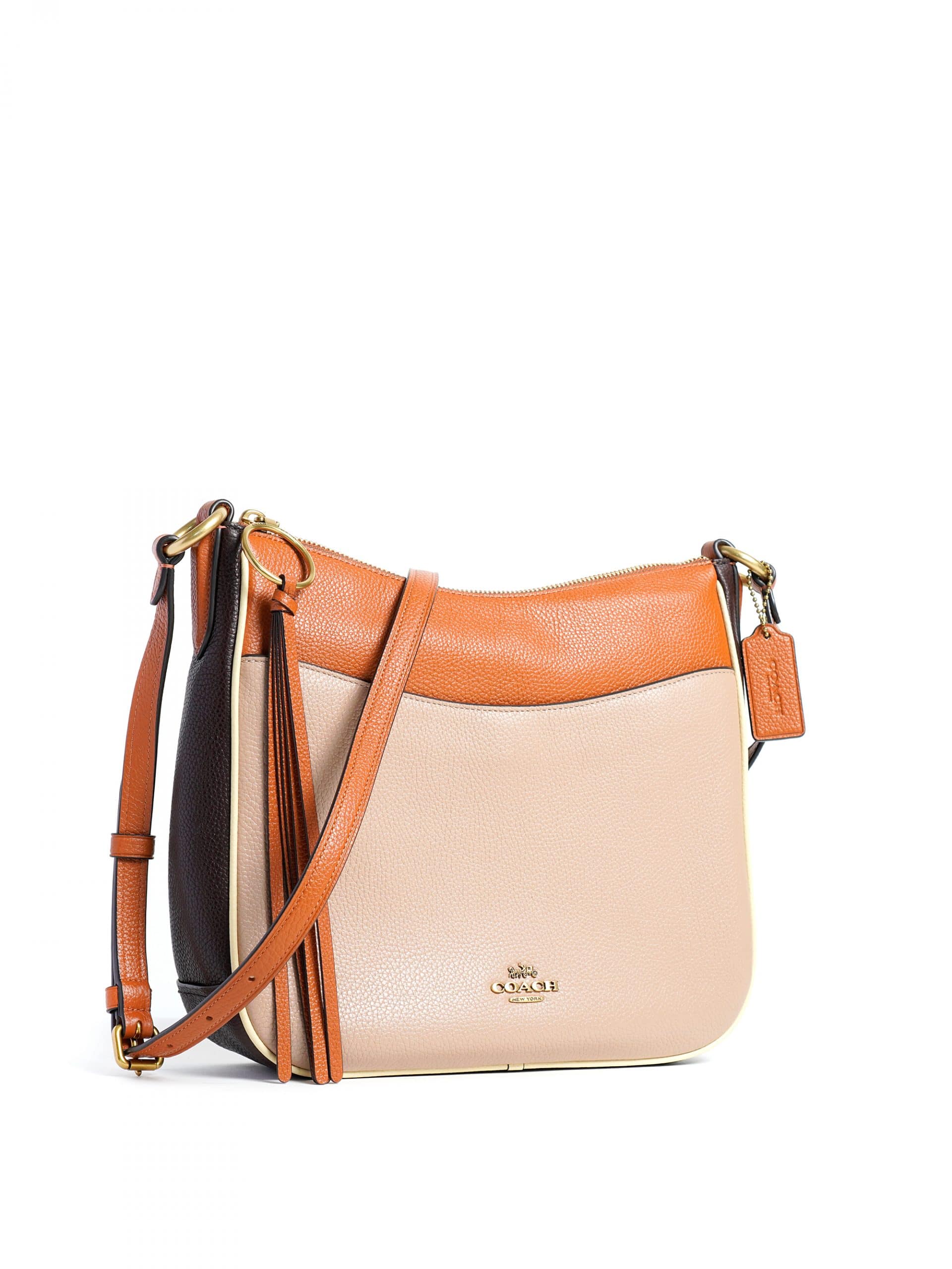 Coach Chaise Crossbody Colorblock Taupe Ginger Multi