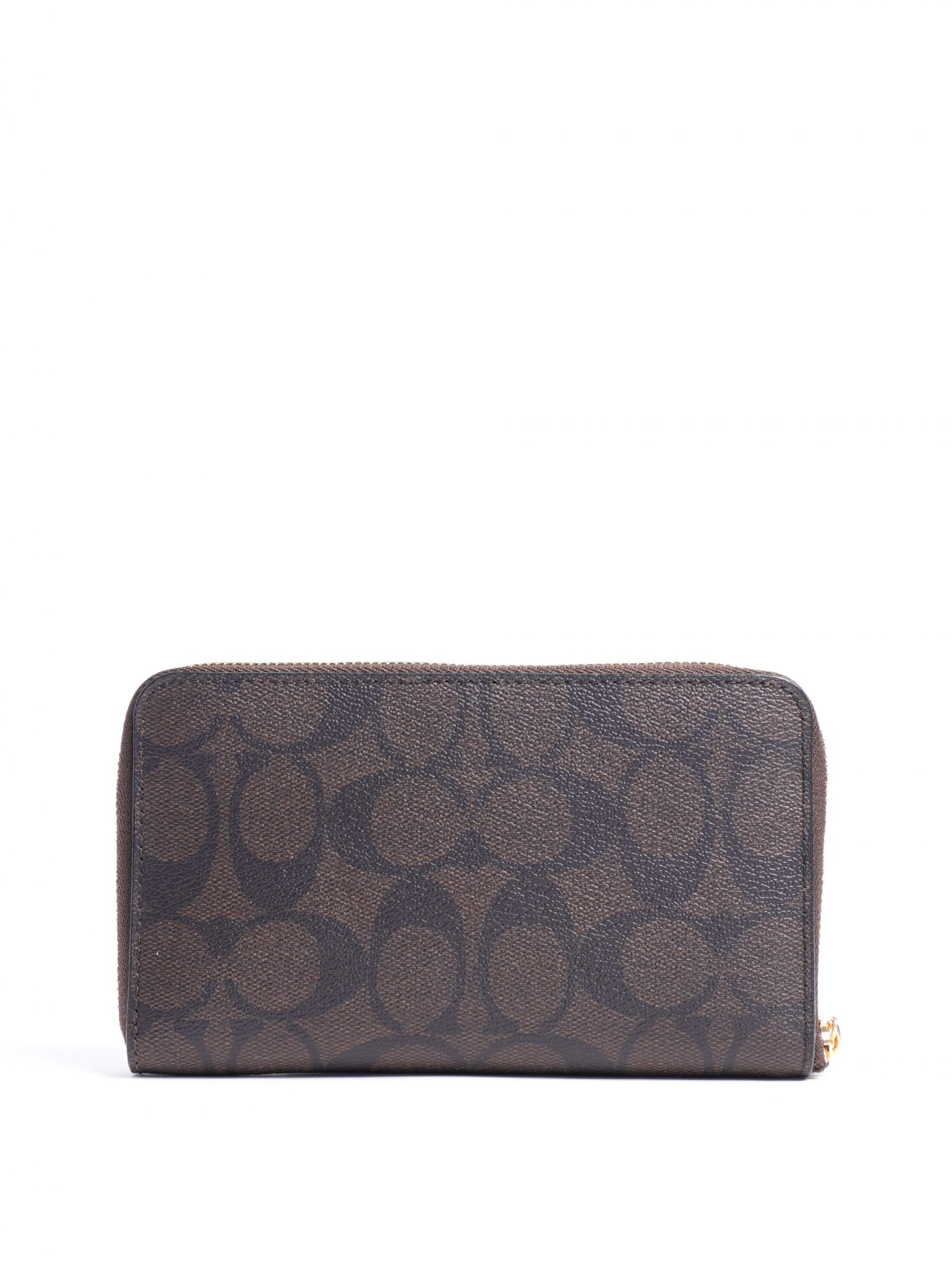 Coach Medium ID Zip Wallet Signature Brown Black - Averand