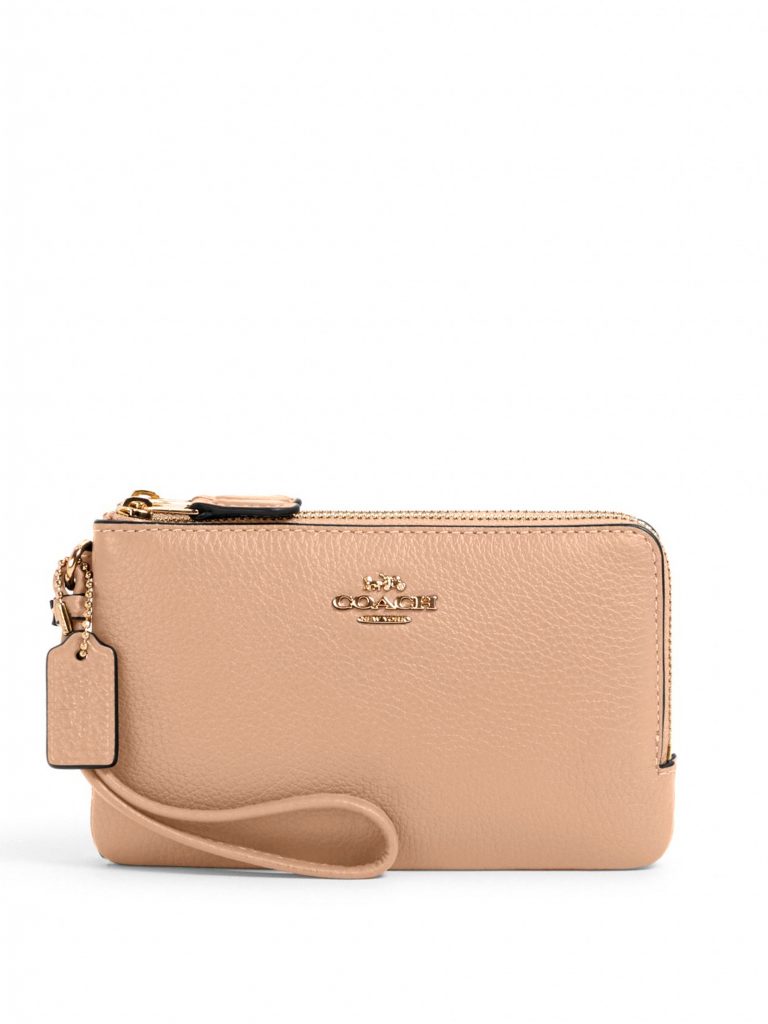 Coach Double Corner Zip Wristlet Taupe - Averand