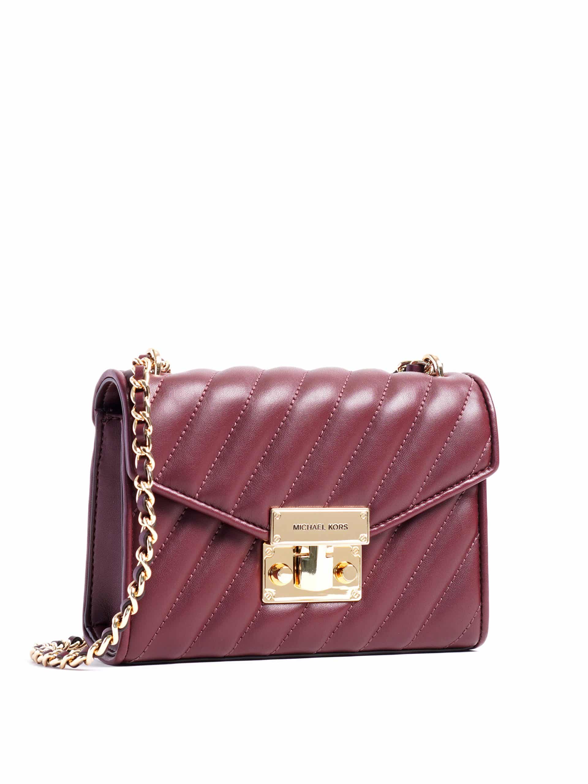 Michael Kors Rose Small Crossbody Quilted Merlot - Averand