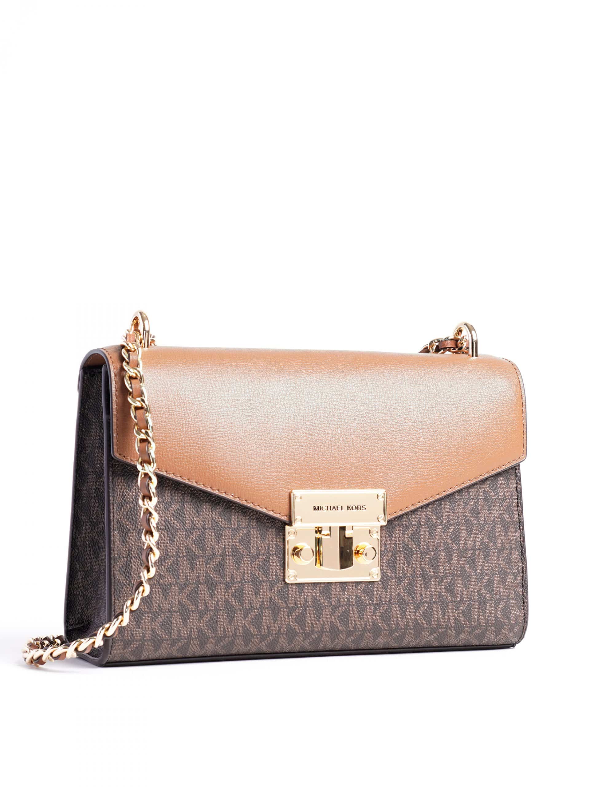 Michael Kors Rose Medium Flap Shoulder Signature Brown - Averand