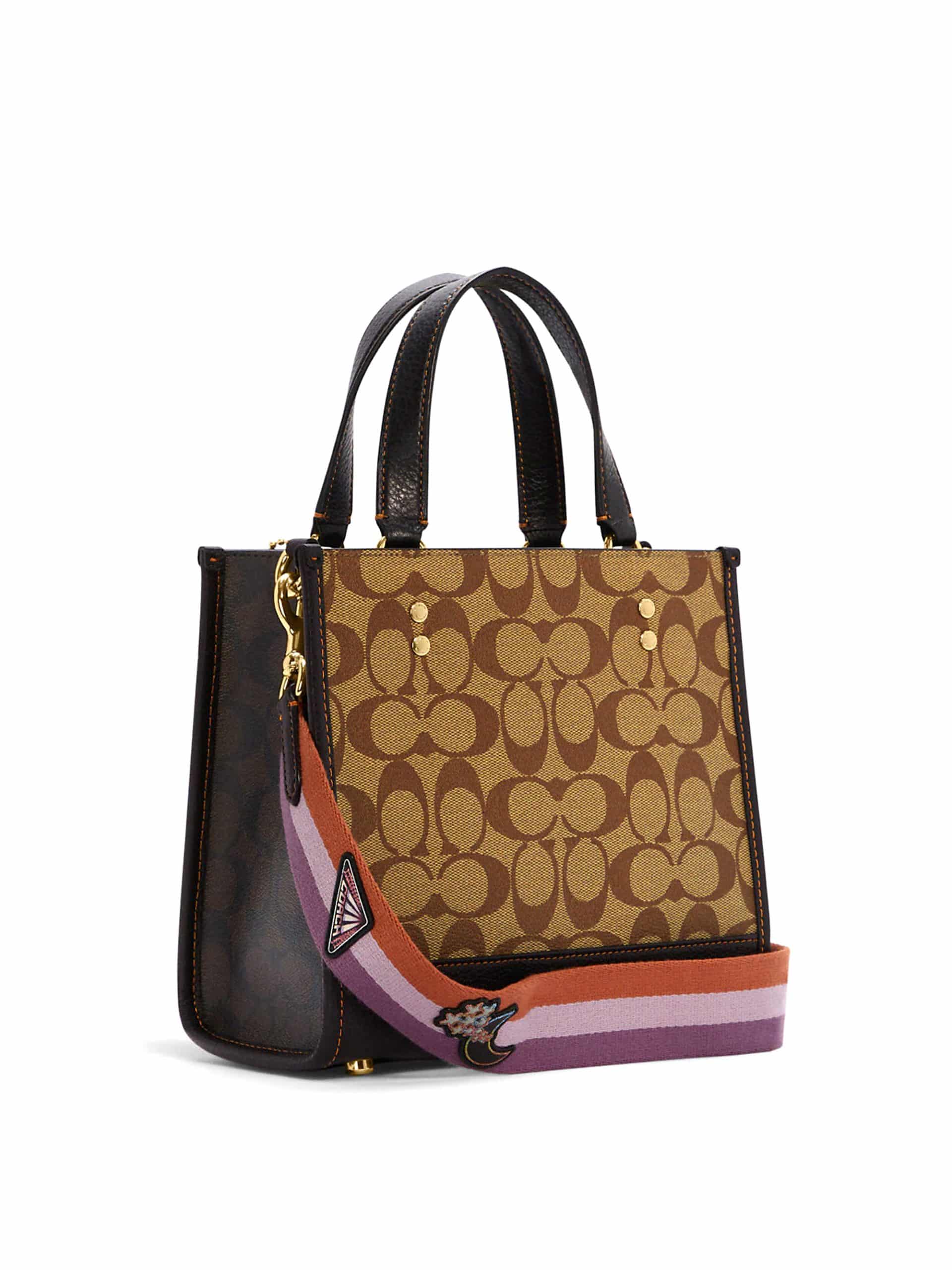 Coach Dempsey Tote 22 In Colorblock Signature Canvas With Disco Patches
