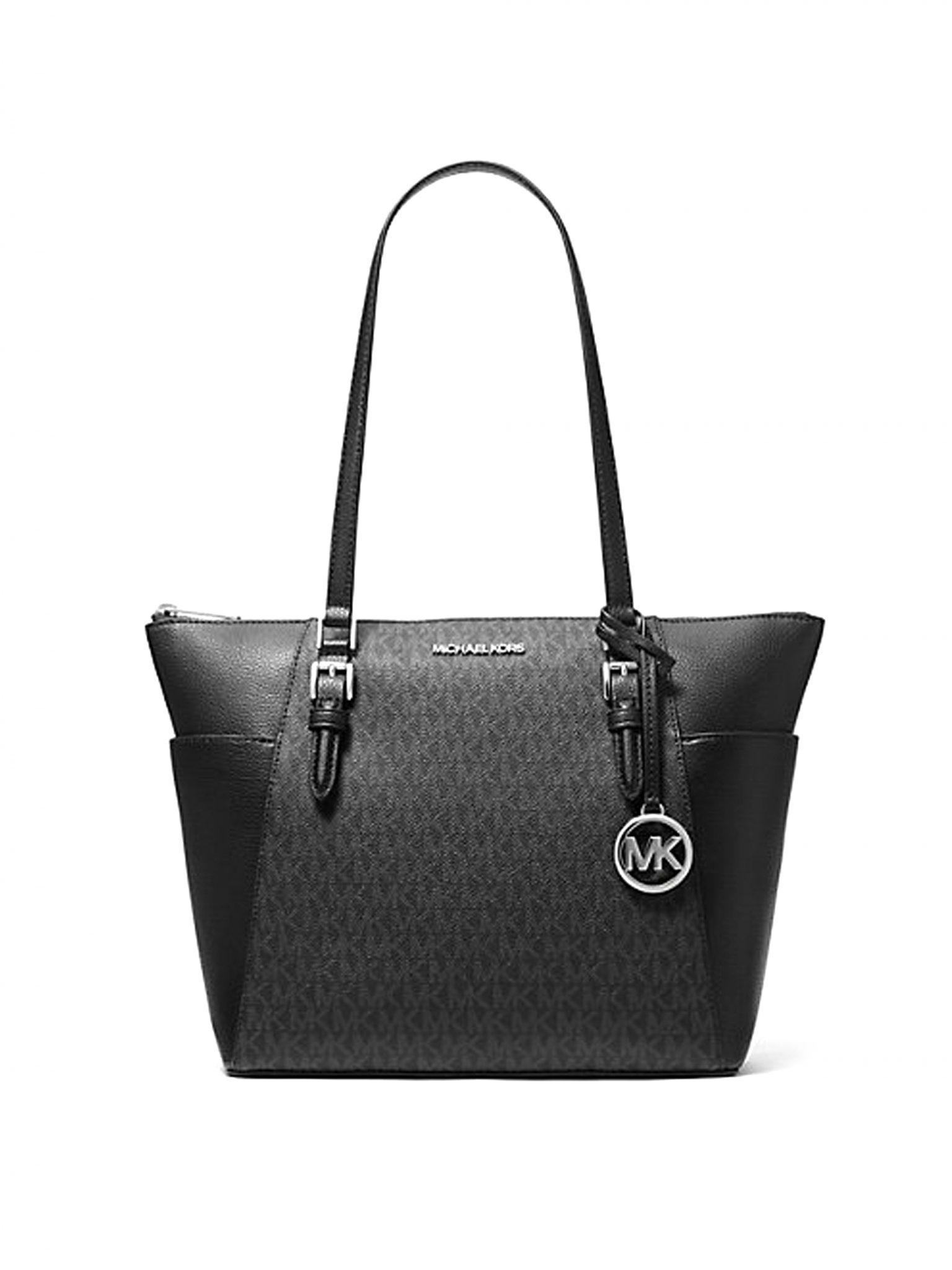 Michael Kors Charlotte Large Top Zip Tote Signature Black - Averand