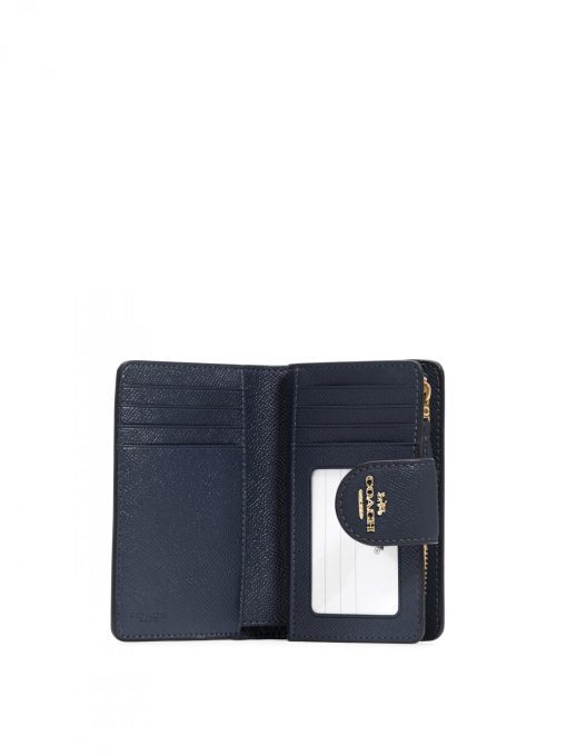 COACH Crossgrain medium corner zip wallet, Midnight blue Women's Wallet