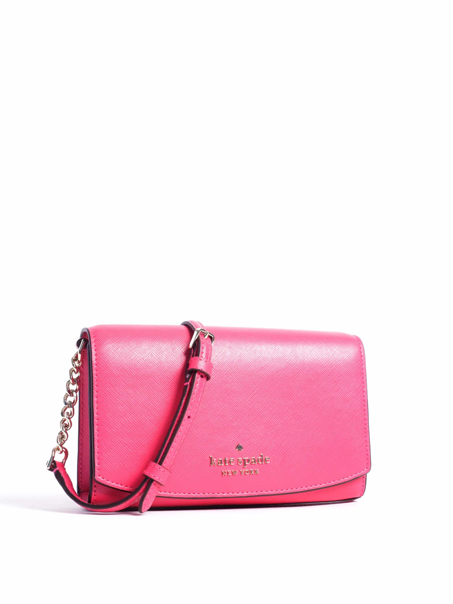 KATE SPADE STACI SMALL FLAP CROSSBODY PINK DAHLIA FLORAL LEATHER SHOUL –