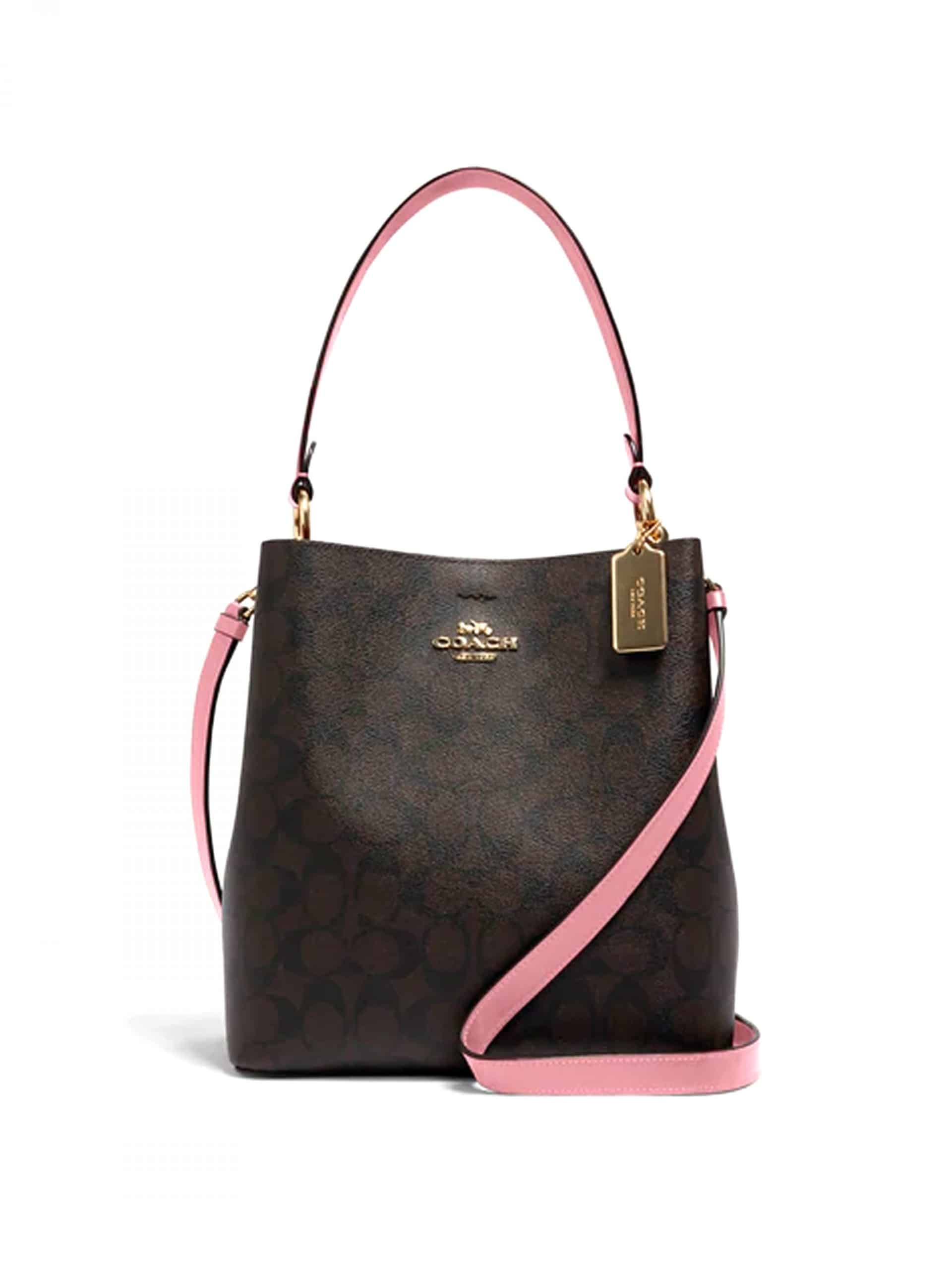 Coach Town Bucket Bag Signature Brown Shell Pink