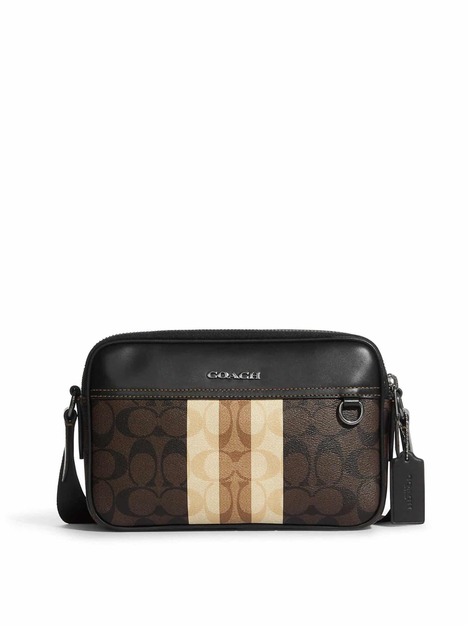 Coach Graham Crossbody Blocked Varsity Stripe Signature Mahogany Multi 